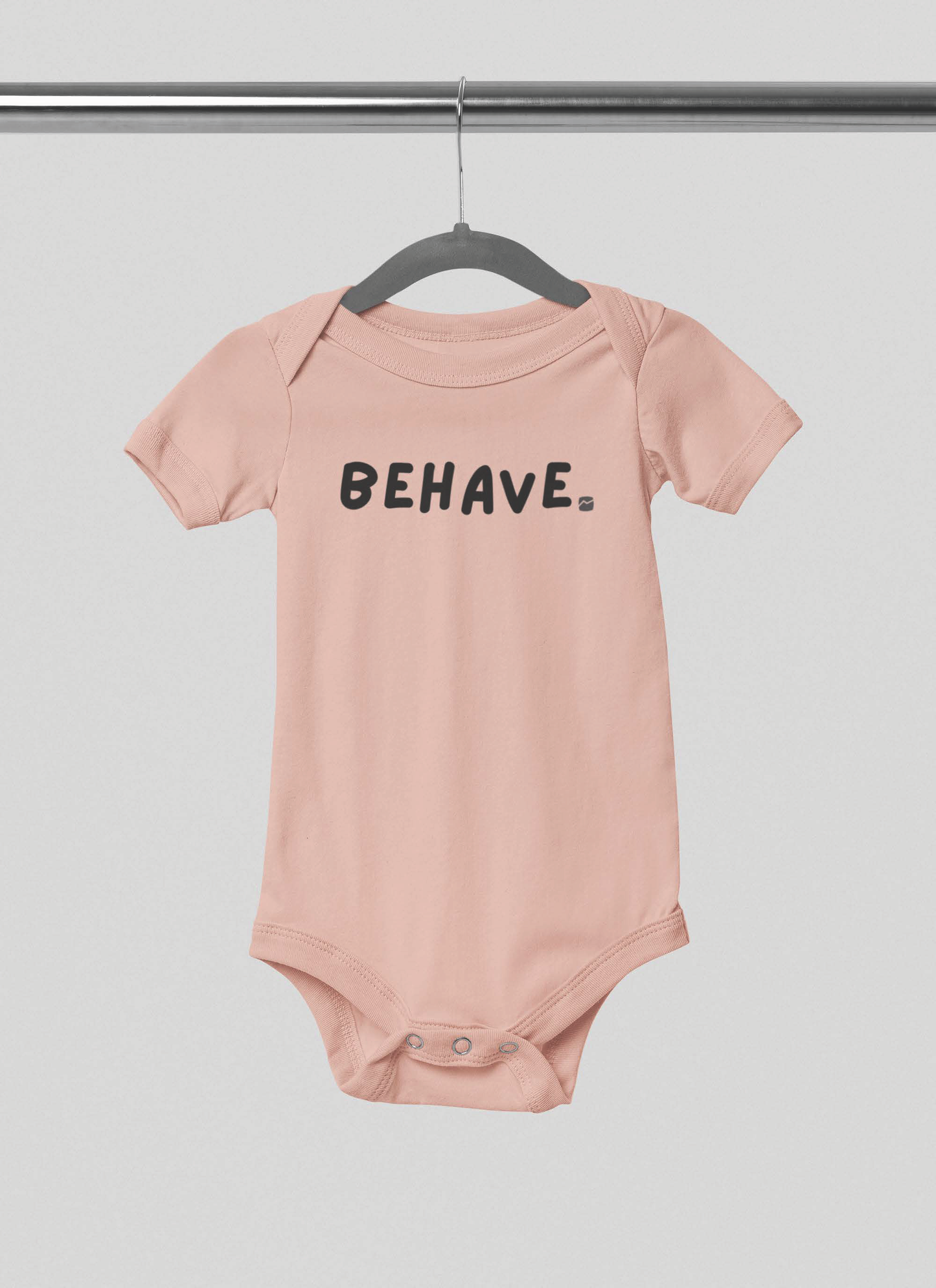 Peach BEHAVE. Baby Onesie