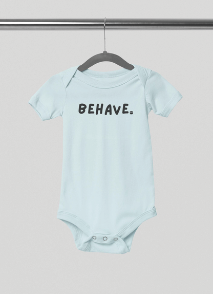 Ice Blue BEHAVE. Baby Onesie