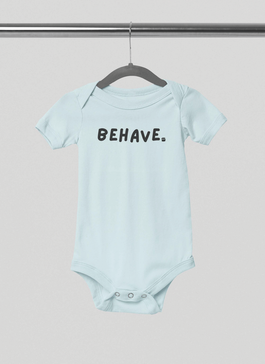 Ice Blue BEHAVE. Baby Onesie